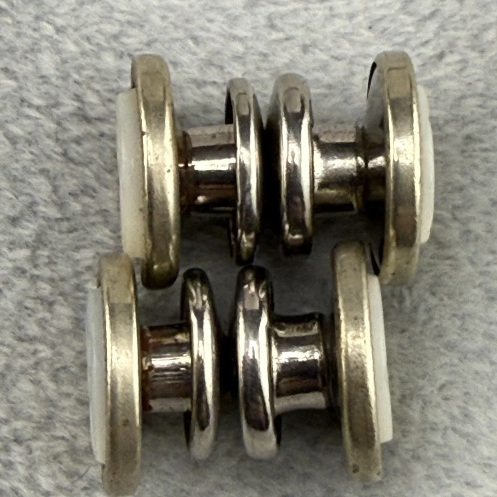 Vintage Cufflinks Silver Tone Snap Mother of Pearl - Picture 5 of 7